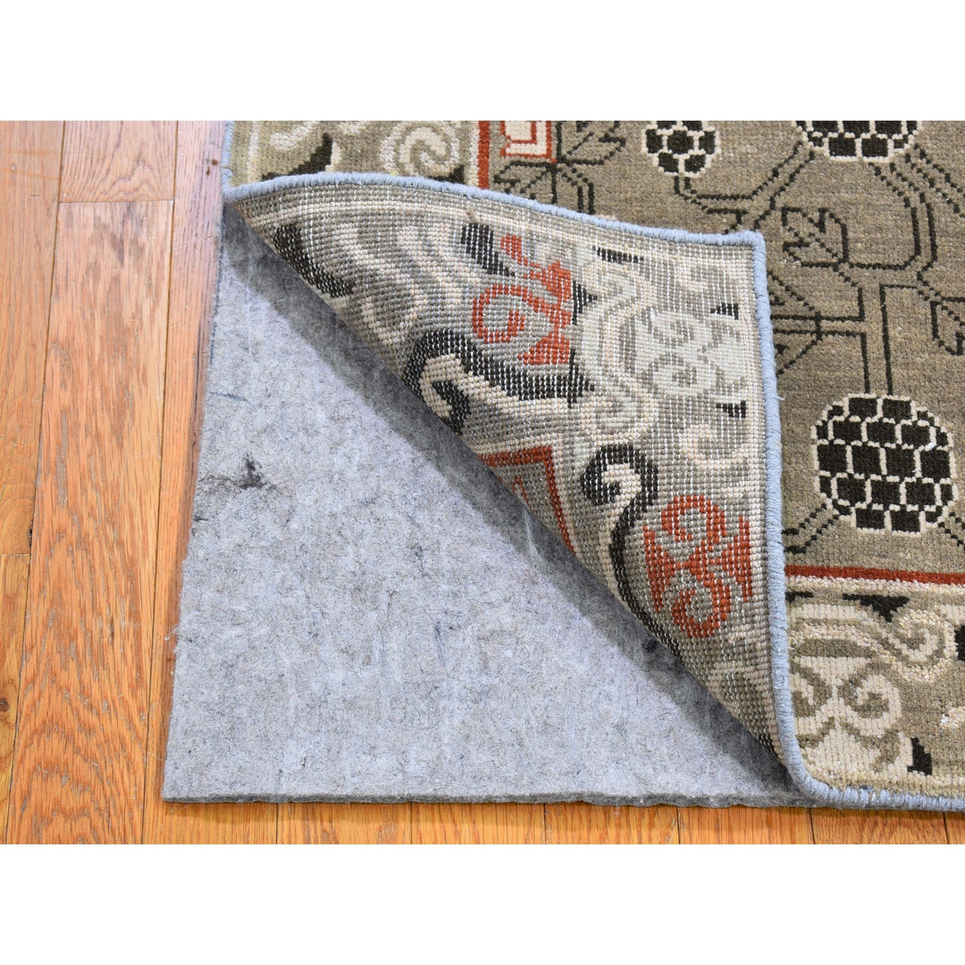 2'1" x 2'2" New Hand Knotted Grey Wool Rectangle Oriental Rug - MOA10266166