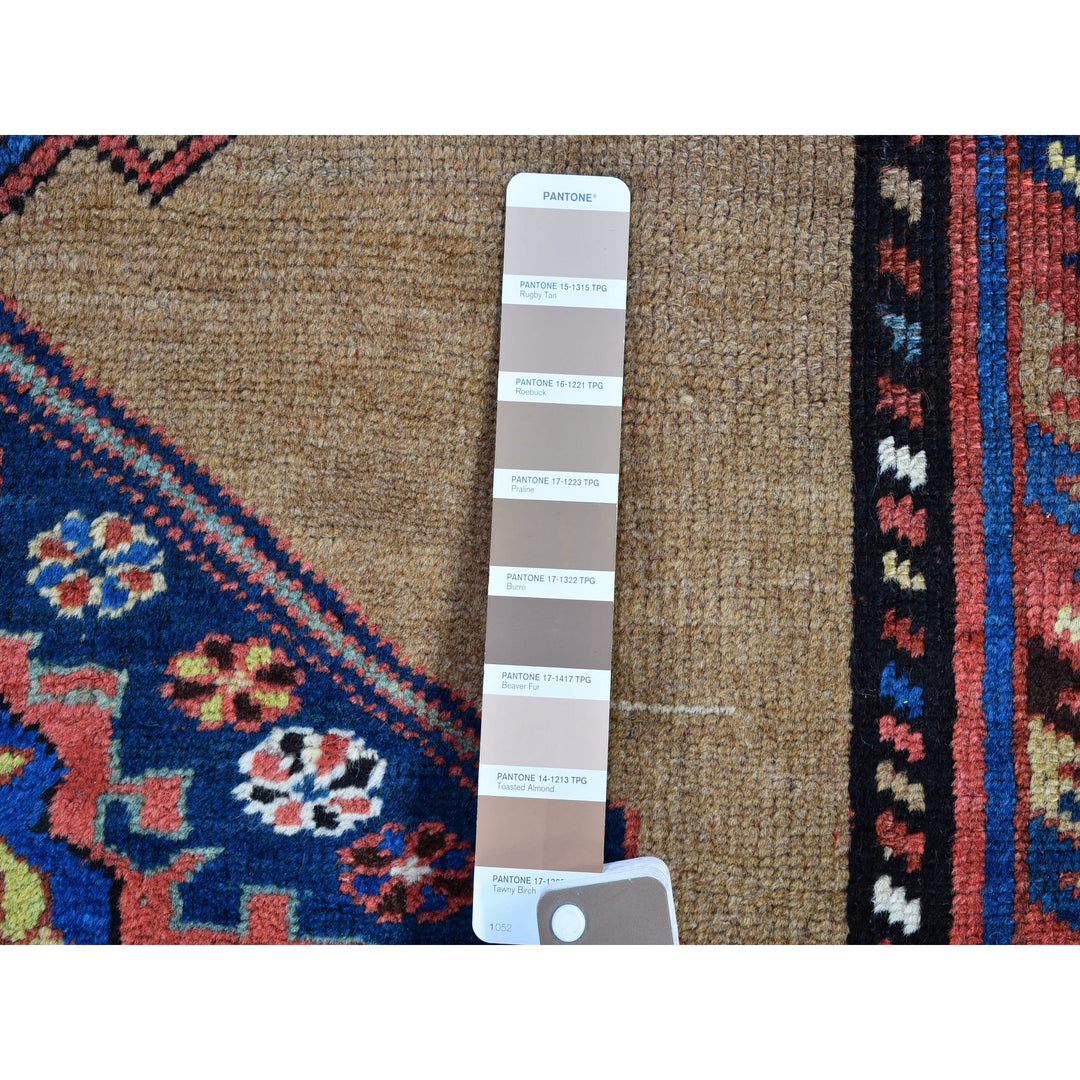 3'9" x 12'2" Vintage Hand Knotted Brown Wool Runner Oriental Rug - MOA10266185
