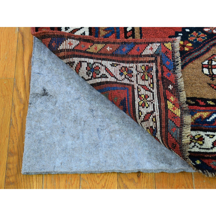 3'9" x 12'2" Vintage Hand Knotted Brown Wool Runner Oriental Rug - MOA10266185