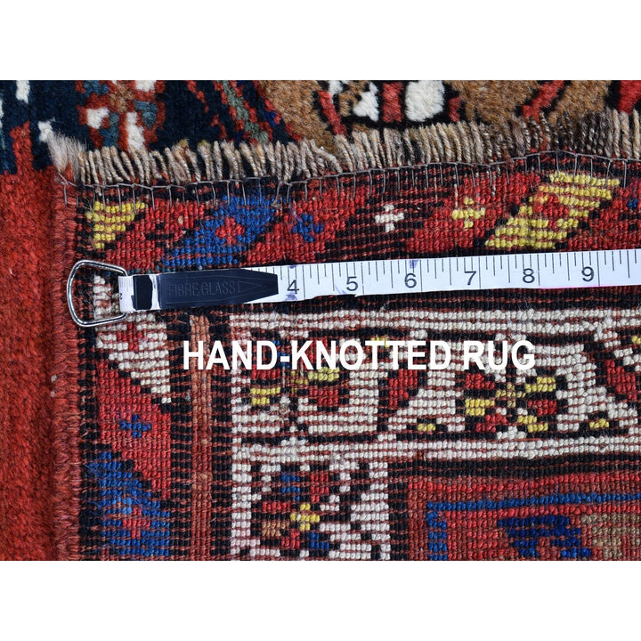 3'9" x 12'2" Vintage Hand Knotted Brown Wool Runner Oriental Rug - MOA10266185