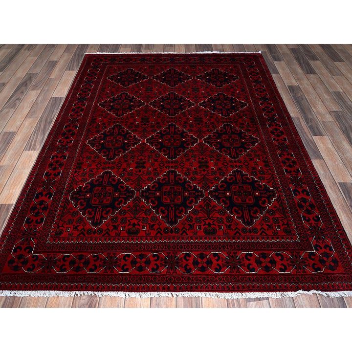 5'0" x 6'11" New Hand Knotted Red Wool Rectangle Oriental Rug - MOA102661