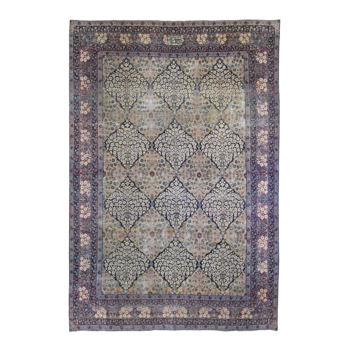 7'0" x 10'5" Vintage Hand Knotted Beige Wool Rectangle Oriental Rug - MOA10266259