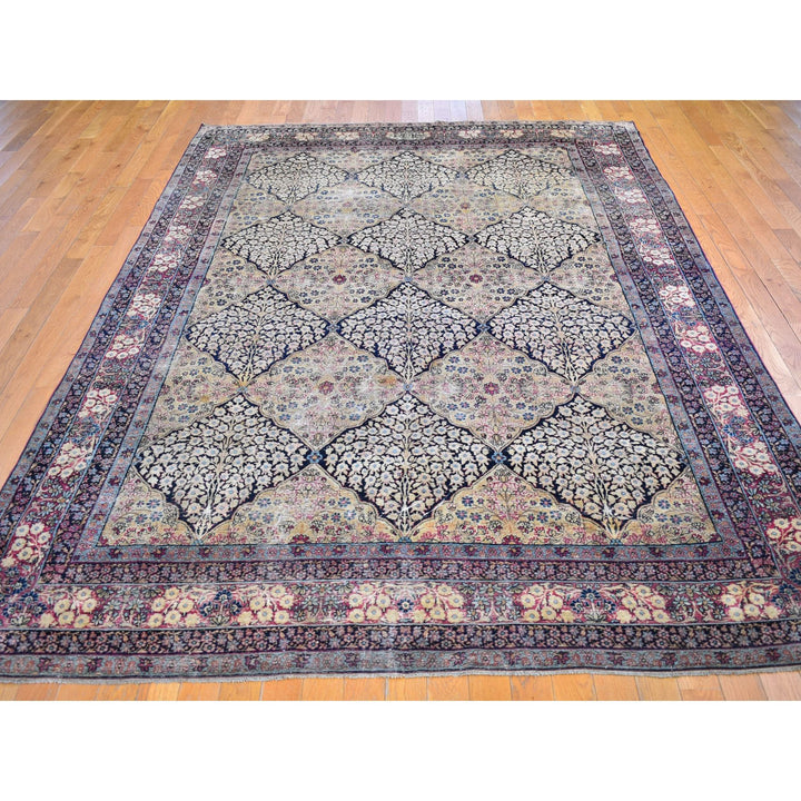 7'0" x 10'5" Vintage Hand Knotted Beige Wool Rectangle Oriental Rug - MOA10266259