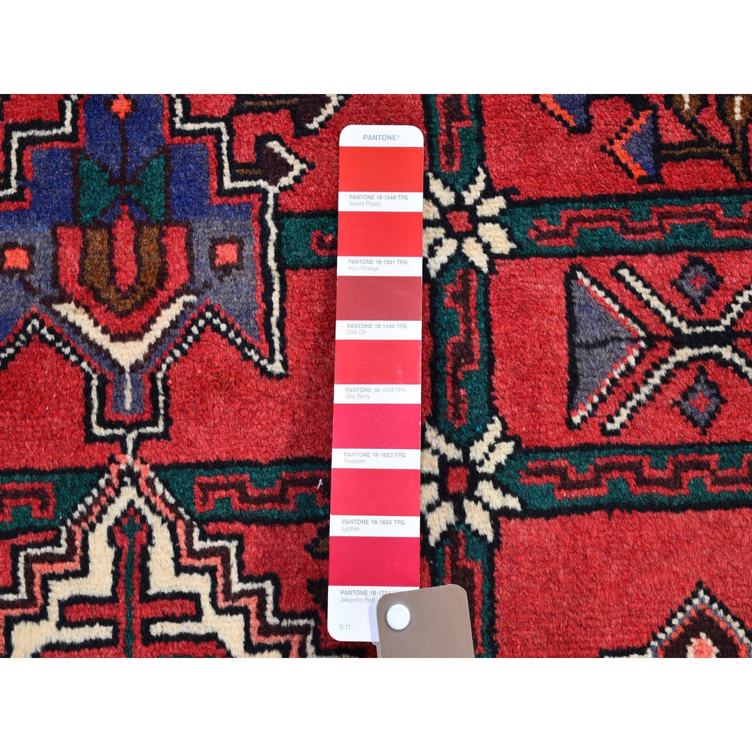 3'5" x 4'10" Vintage Hand Knotted Red Wool Rectangle Oriental Rug - MOA10266326
