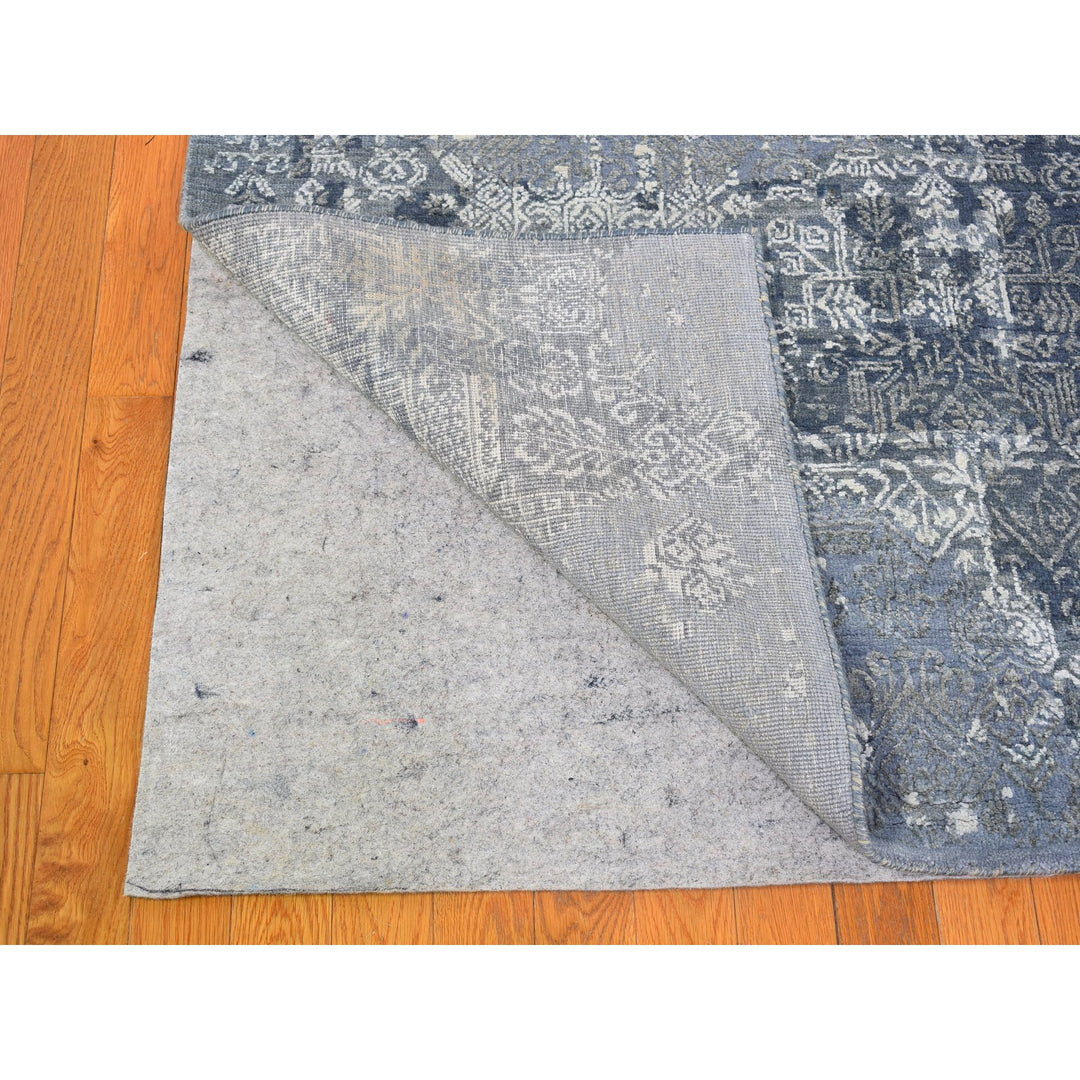 12'0" x 15'1" New Hand Knotted Grey Wool & Pure Silk Rectangle Oriental Rug - MOA10266364