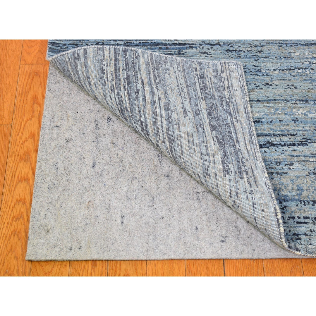 9'1" x 12'2" New Hand Knotted Blue Wool Rectangle Oriental Rug - MOA10266391