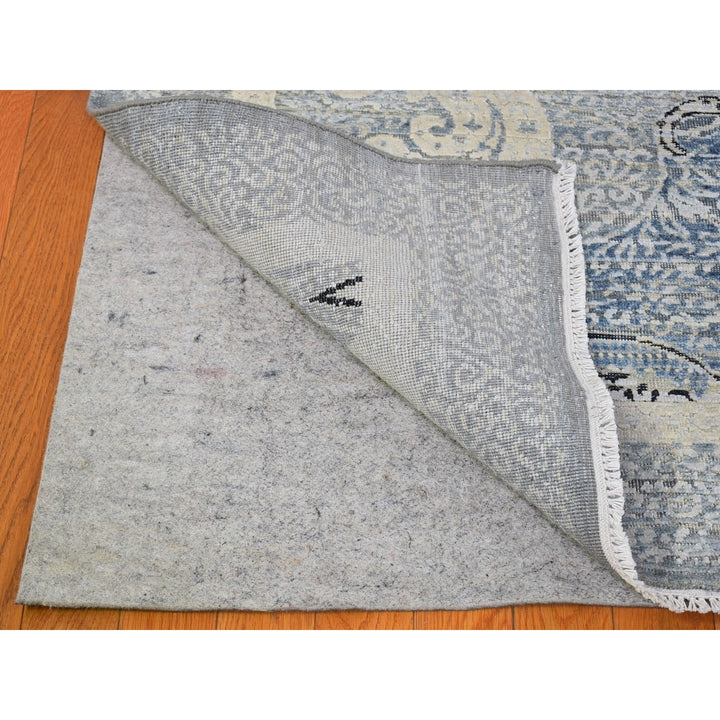 10'3" x 14'3" New Hand Knotted Blue Wool & Silk Rectangle Oriental Rug - MOA10266392