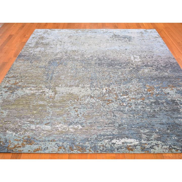 8'1" x 10'0" New Hand Knotted Blue Wool Rectangle Oriental Rug - MOA10266418