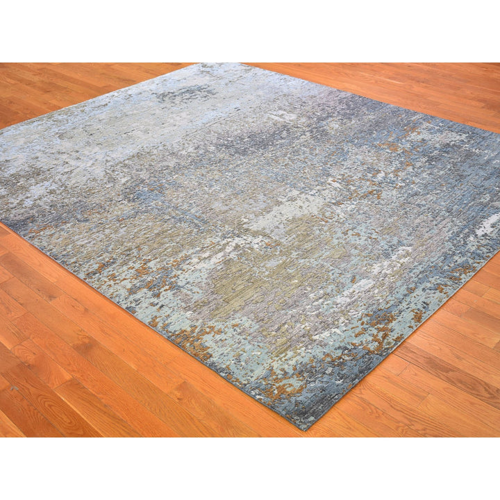 8'1" x 10'0" New Hand Knotted Blue Wool Rectangle Oriental Rug - MOA10266418