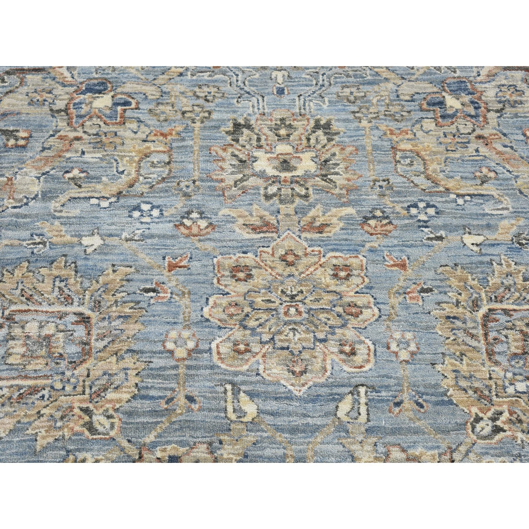 9'0" x 12'0" New Hand Knotted Blue Wool & Silk Rectangle Oriental Rug - MOA10266478