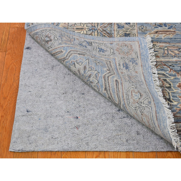 9'0" x 12'0" New Hand Knotted Blue Wool & Silk Rectangle Oriental Rug - MOA10266478