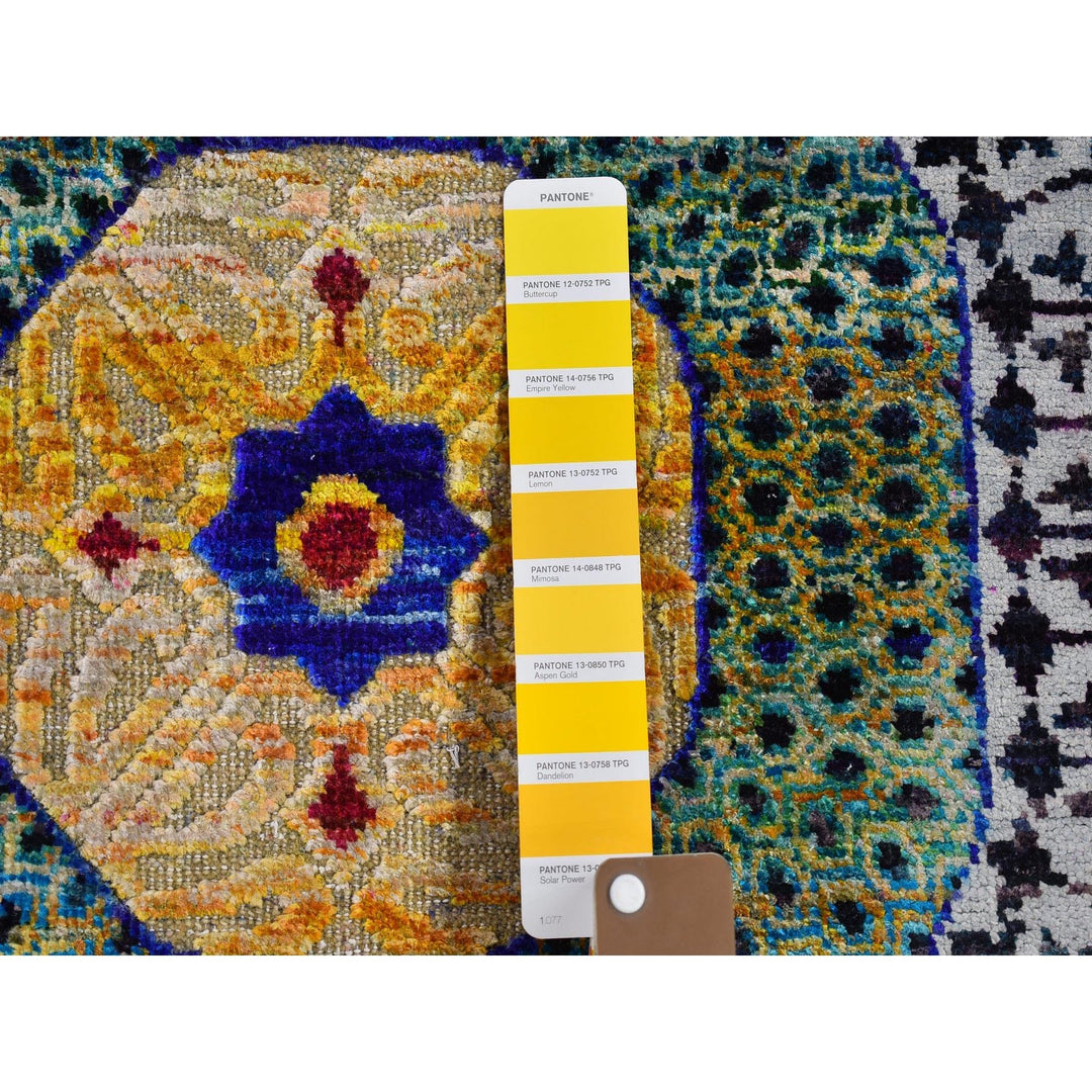 4'1" x 10'4" New Hand Knotted Yellow Cotton Runner Oriental Rug - MOA10266494