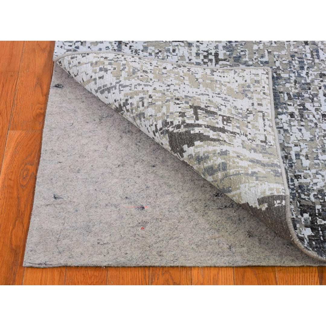 2'6" x 12'0" New Hand Knotted Grey Wool Runner Oriental Rug - MOA10266503