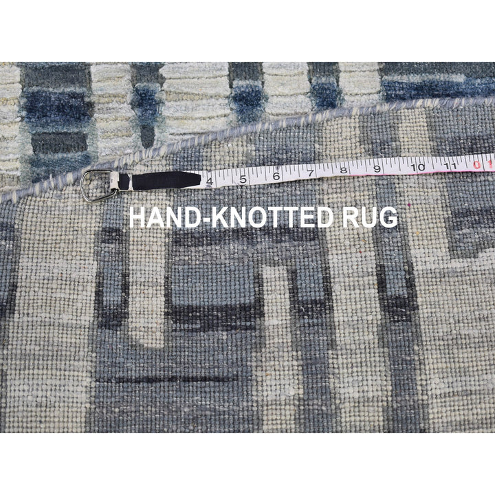 6'1" x 6'1" New Hand Knotted Blue Wool & Silk Rectangle Oriental Rug - MOA10266514