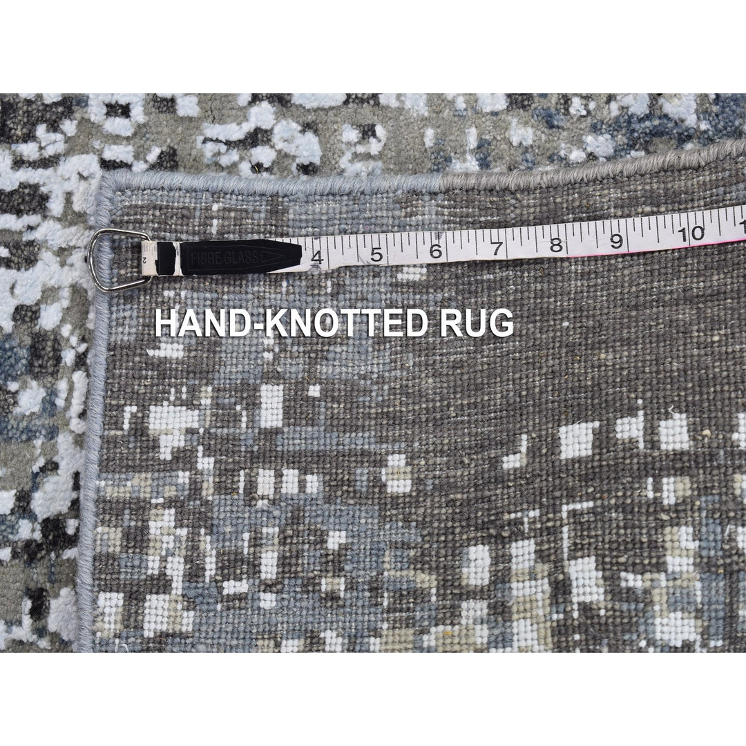 2'6" x 12'0" New Hand Knotted Grey Wool Runner Oriental Rug - MOA10266527