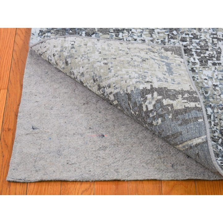 3'1" x 5'0" New Hand Knotted Grey Wool Rectangle Oriental Rug - MOA10266545