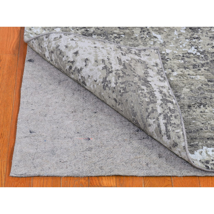 2'6" x 12'0" New Hand Knotted Grey Wool Runner Oriental Rug - MOA10266548