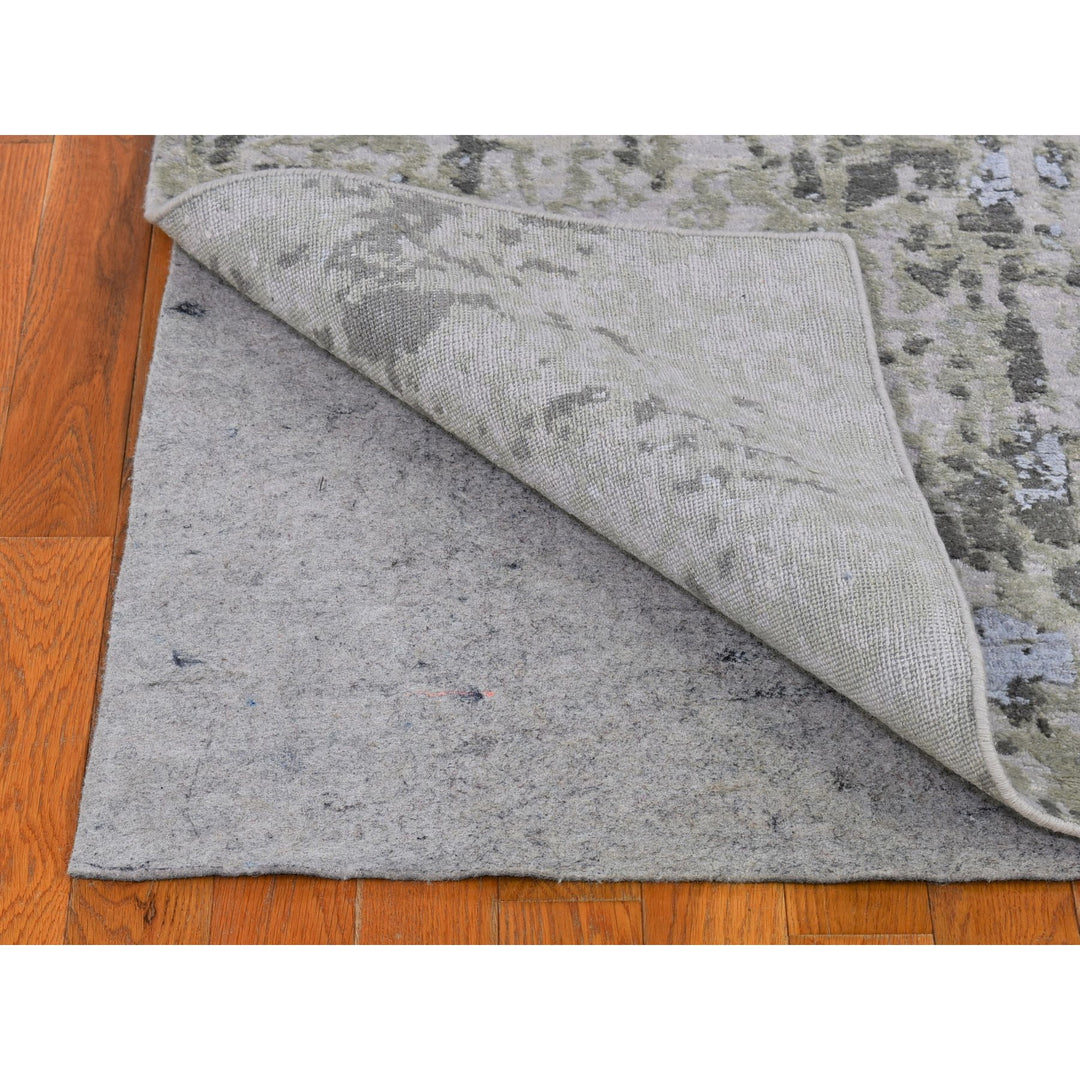 2'5" x 10'3" New Hand Knotted Grey Wool Runner Oriental Rug - MOA10266553