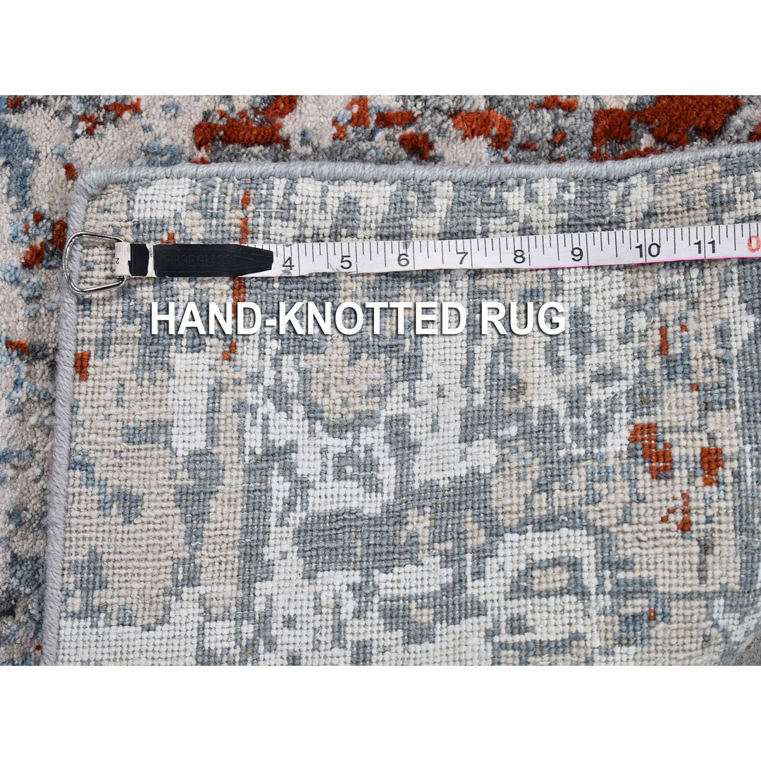 2'6" x 10'2" New Hand Knotted Blue Wool & Silk Runner Oriental Rug - MOA10266570