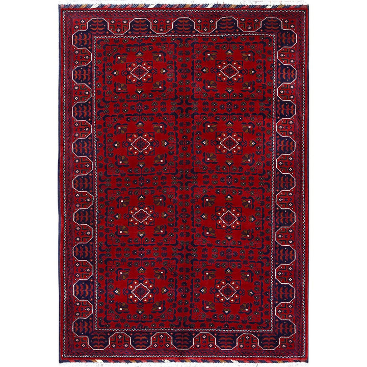 4'1" x 5'10" New Hand Knotted Red Wool Rectangle Oriental Rug - MOA102665