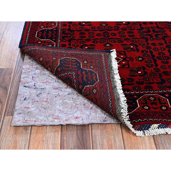 4'1" x 5'10" New Hand Knotted Red Wool Rectangle Oriental Rug - MOA102665