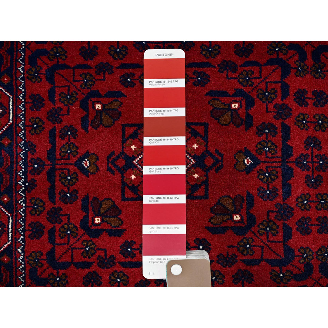 4'1" x 5'10" New Hand Knotted Red Wool Rectangle Oriental Rug - MOA102665