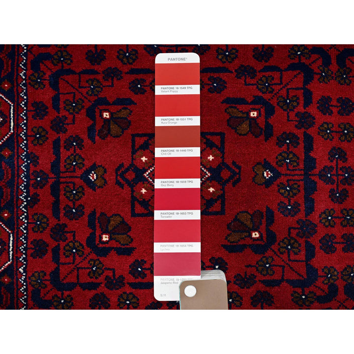 4'1" x 5'10" New Hand Knotted Red Wool Rectangle Oriental Rug - MOA102665