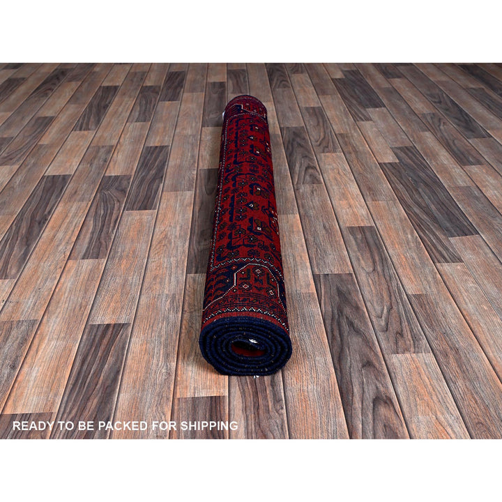4'1" x 5'10" New Hand Knotted Red Wool Rectangle Oriental Rug - MOA102665
