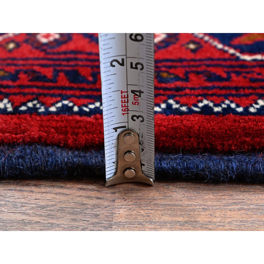 4'1" x 5'10" New Hand Knotted Red Wool Rectangle Oriental Rug - MOA102665