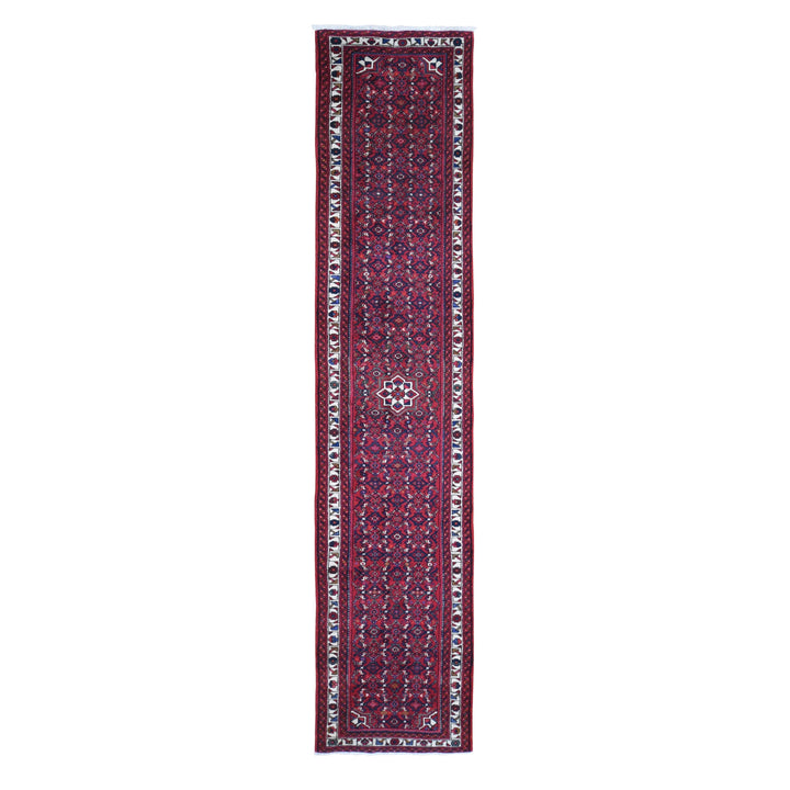 2'8" x 13'3" Vintage Hand Knotted Red Wool Runner Oriental Rug - MOA10266605