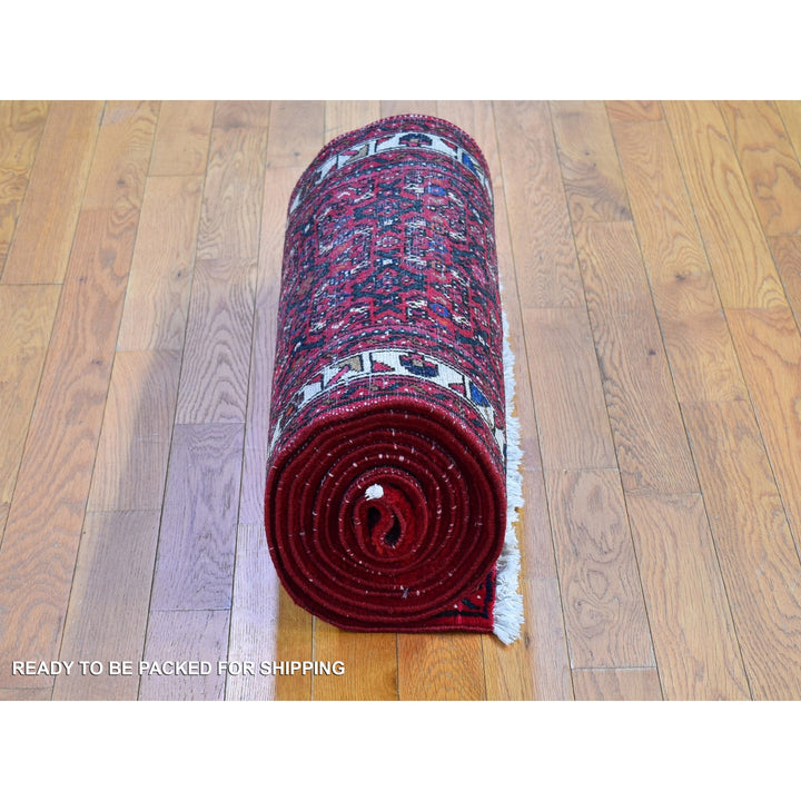 2'8" x 13'3" Vintage Hand Knotted Red Wool Runner Oriental Rug - MOA10266605