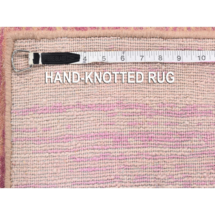 6'1" x 9'2" New Hand Knotted Pink Wool Rectangle Oriental Rug - MOA10266697