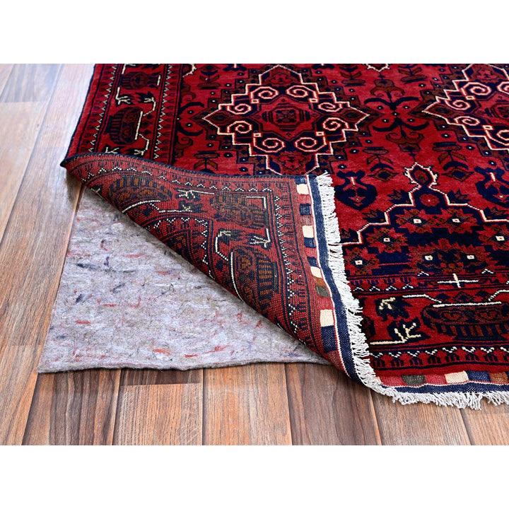 3'10" x 6'0" New Hand Knotted Red Wool Rectangle Oriental Rug - MOA102666