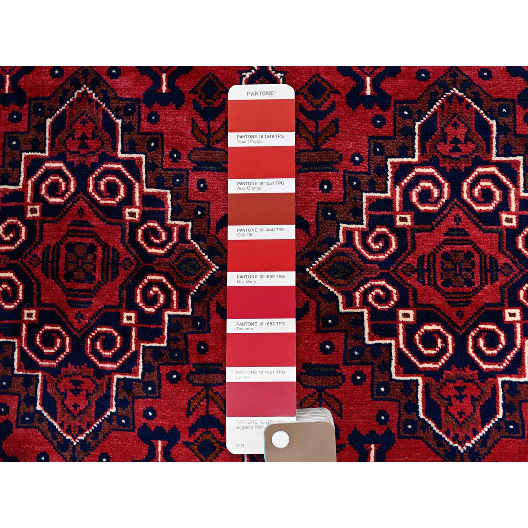 3'10" x 6'0" New Hand Knotted Red Wool Rectangle Oriental Rug - MOA102666