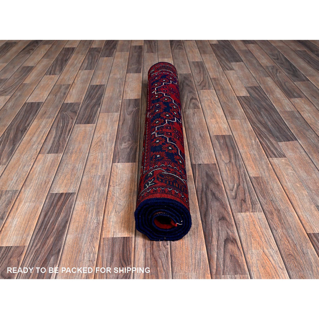 3'10" x 6'0" New Hand Knotted Red Wool Rectangle Oriental Rug - MOA102666