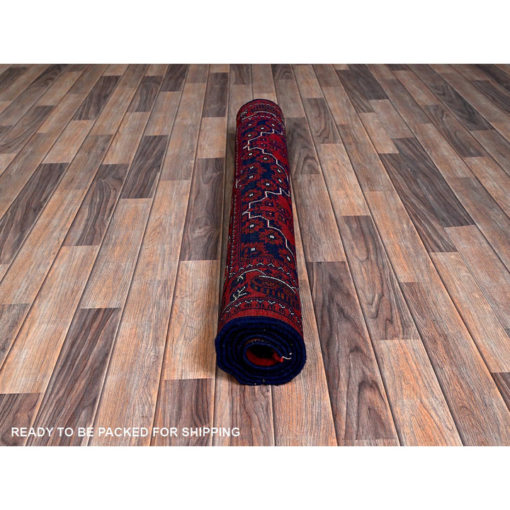 3'10" x 6'0" New Hand Knotted Red Wool Rectangle Oriental Rug - MOA102666