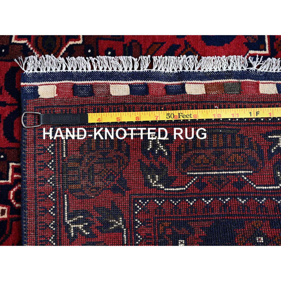 3'10" x 6'0" New Hand Knotted Red Wool Rectangle Oriental Rug - MOA102666