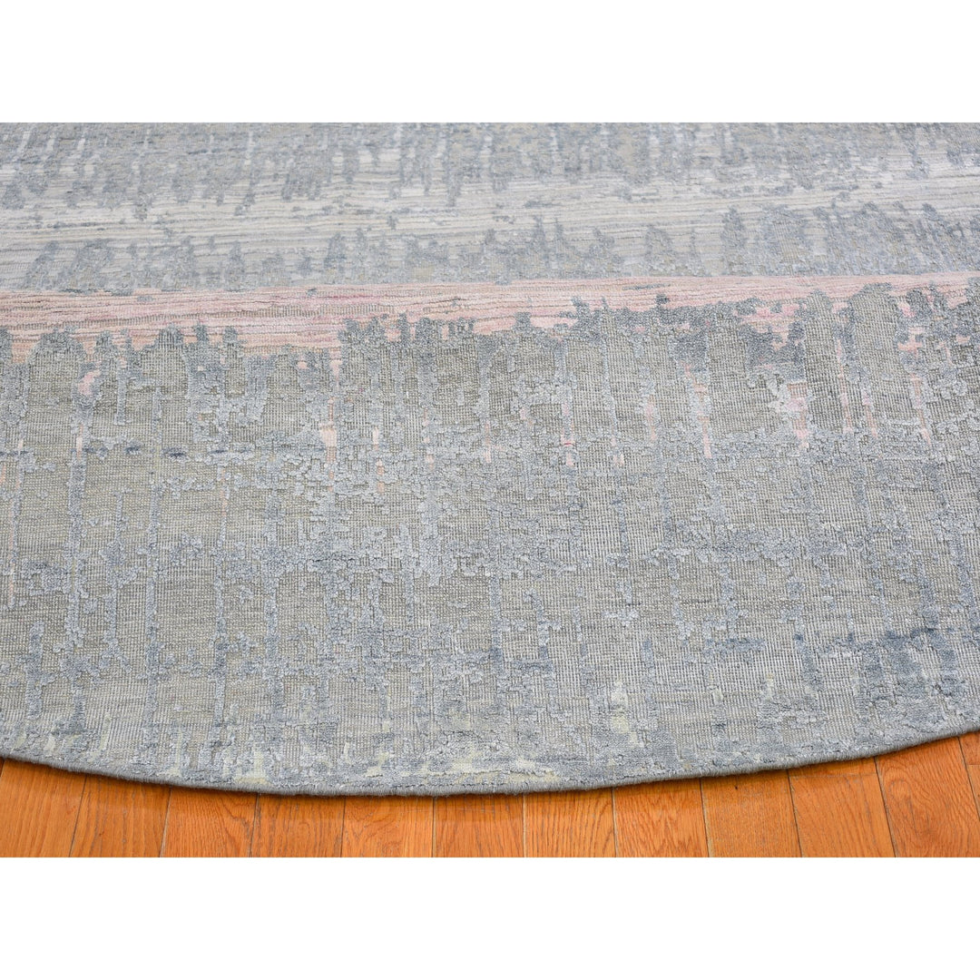 12'0" x 12'0" New Hand Knotted Grey Cotton Round Oriental Rug - MOA10266700