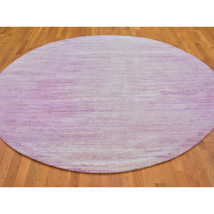 9'0" x 9'0" New Hand Knotted Pink Wool Round Oriental Rug - MOA10266702