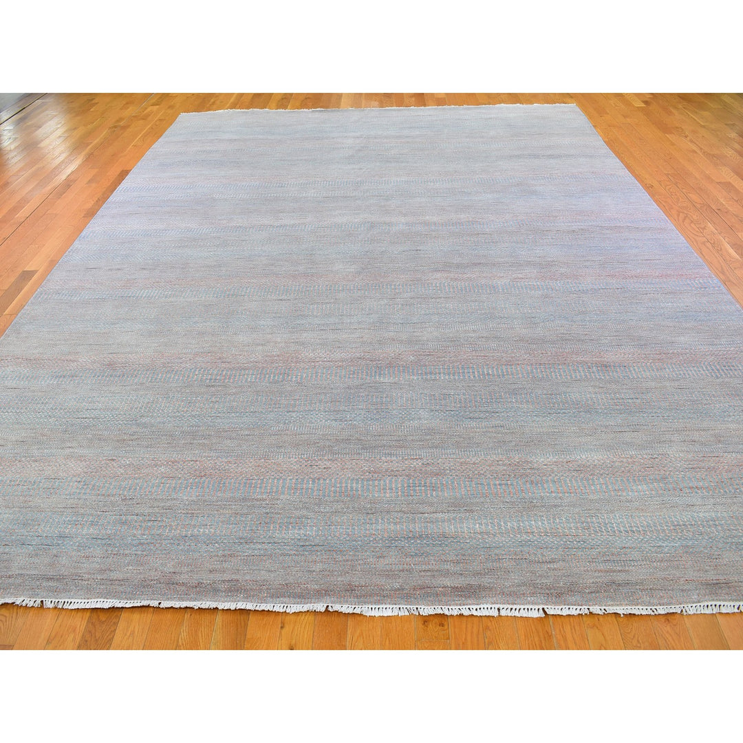 10'0" x 14'2" New Hand Knotted Blue Wool & Silk Rectangle Oriental Rug - MOA10266744