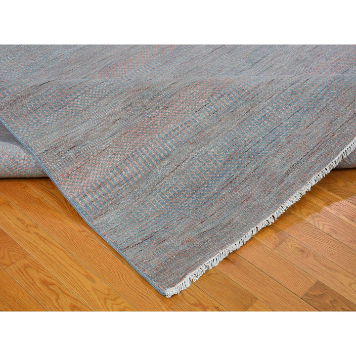 10'0" x 14'2" New Hand Knotted Blue Wool & Silk Rectangle Oriental Rug - MOA10266744