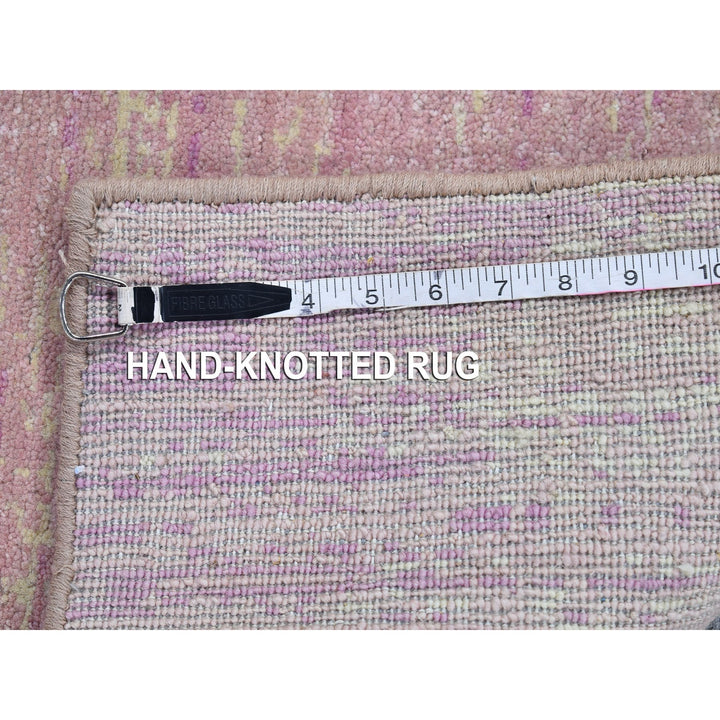 2'7" x 10'3" New Hand Knotted Pink Wool Runner Oriental Rug - MOA10266754