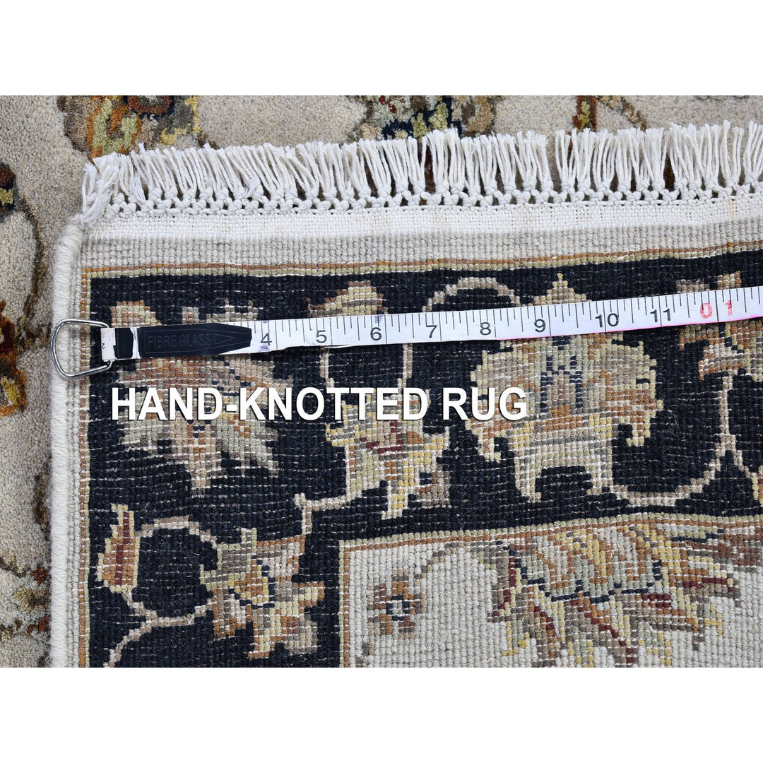 2'7" x 9'10" New Hand Knotted Ivory Wool & Silk Runner Oriental Rug - MOA10266769