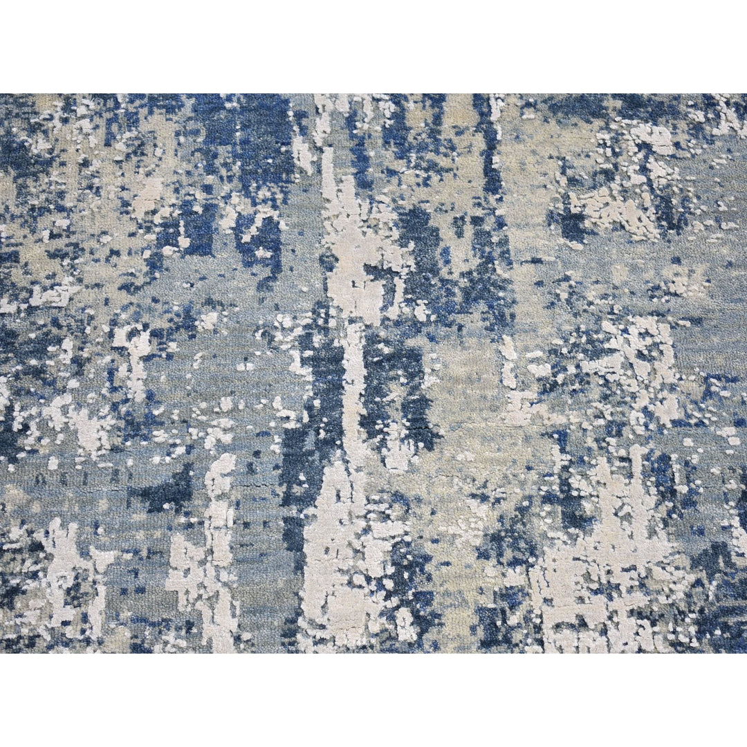 3'0" x 5'3" New Hand Knotted Blue Wool & Pure Silk Rectangle Oriental Rug - MOA10266770