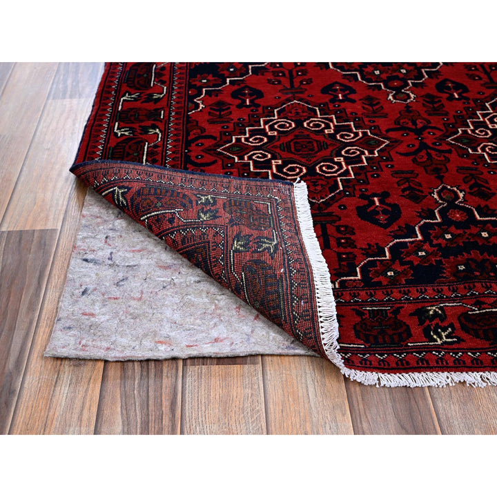 3'10" x 5'11" New Hand Knotted Red Wool Rectangle Oriental Rug - MOA102667