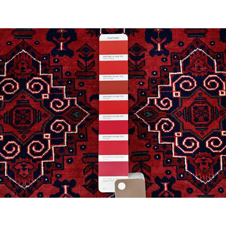 3'10" x 5'11" New Hand Knotted Red Wool Rectangle Oriental Rug - MOA102667