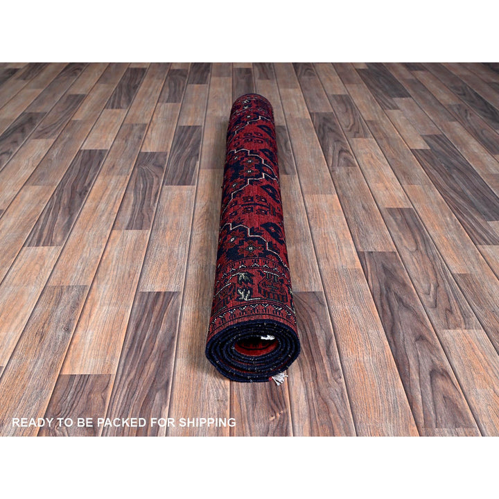 3'10" x 5'11" New Hand Knotted Red Wool Rectangle Oriental Rug - MOA102667