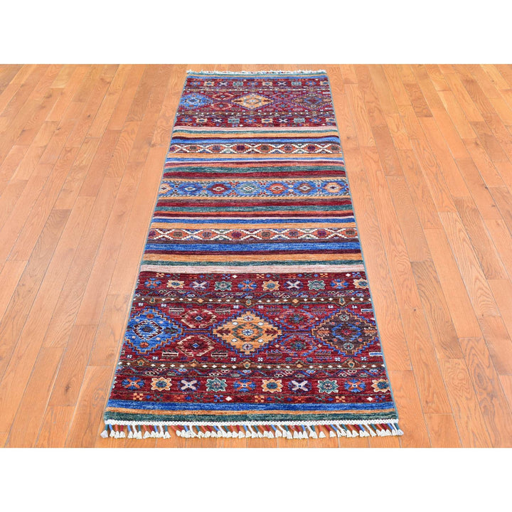 2'8" x 8'3" New Hand Knotted Red Wool Runner Oriental Rug - MOA10266828