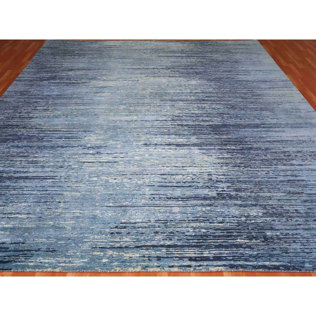 10'1" x 10'1" New Hand Knotted Blue Wool Square Oriental Rug - MOA10266852