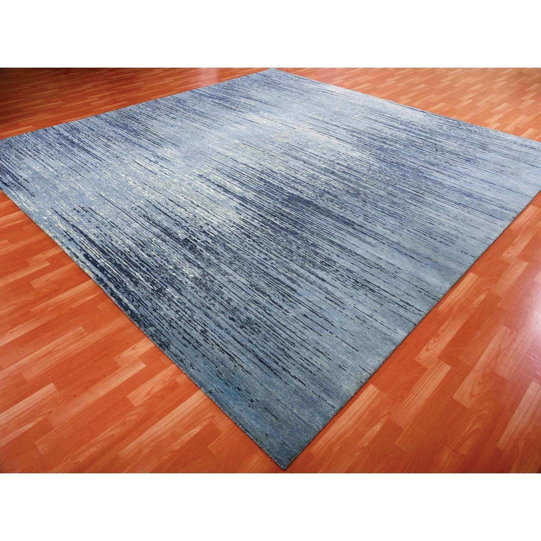 10'1" x 10'1" New Hand Knotted Blue Wool Square Oriental Rug - MOA10266852